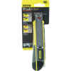 CUCHILLA SNAP-OFF, FATMAX, ANCHO DE HOJA DE 18 MM, CUERPO PLASTICO ABS, MAGO DE GOMA, RIELES ACERO INOX. MARCA STANLEY