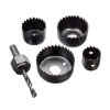 SET DE 5 PIEZAS, 4 BROCAS SIERRAS Y 1 MANDRIL, CORTA CIRCULO, MADERA, PLASTICO Y ALUMINIO. MARCA STANLEY