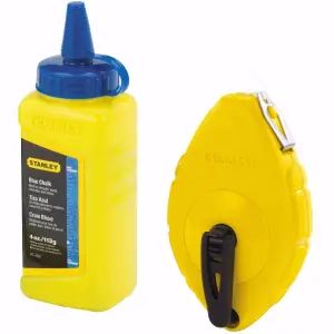 JUEGO DE TIRA LINEAS/TIZAS LINEAS, CARRETEL DE CUERDA DE TIZA, CON BOTE DE 1 ONZA. MARCA STANLEY