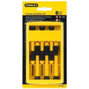 JUEGO DE 6 PIEZAS, DESTORNILLADORES DE PRECISION, 2 PHILLIPS Y 4 PLANOS. MARCA STANLEY