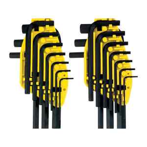 JUEGO DE 20 LLAVES HEXAGONALES/ALLEN CORTAS, EN PULGADAS Y MILIMETRICAS. MARCA STANLEY