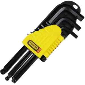 JUEGO DE 9 LLAVES HEXAGONALES/ALLEN LARGAS CON PUNTA REDONDA, LARGAS, AMETRICAS, DE 1.5 A 10 MM. MARCA STANLEY