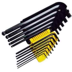 JUEGO DE 12 LLAVES HEXAGONALES/ALLEN LARGAS CON PUNTA REDONDA, SAE, PULGADAS. MARCA STANLEY
