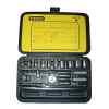 JUEGO DE 17 PIEZAS, RAIZ DE 1/4 PULGADAS, COPAS EN PULGADAS, EXTENSIONES Y RATCHET CON MALETA PLASTICA. MARCA STANLEY