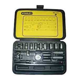JUEGO DE 17 PIEZAS, RAIZ DE 1/4 PULGADAS, COPAS EN PULGADAS, EXTENSIONES Y RATCHET CON MALETA PLASTICA. MARCA STANLEY