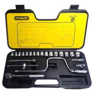 JUEGO DE 23 PIEZAS, COPAS EN MILIMETROS,RAIZ 3/8 PULGADAS, CON MALETA PLASTICA. MARCA STANLEY