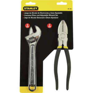 JUEGO DE ALICATE DE ELECTRICISTA Y  LLAVE AJUSTABLE, LARGO DE 8 PULGADAS. MARCA STANLEY