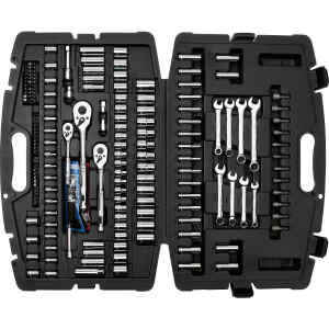 JUEGO DE 201 HERRAMIENTAS MECANICAS, COPAS, RATCHETS, LLAVES, EXTENSIONES, PUNTAS, ADAPTADORES. MARCA STANLEY