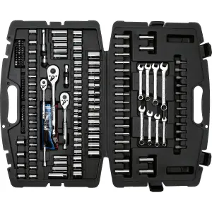 JUEGO DE 201 HERRAMIENTAS MECANICAS, COPAS, RATCHETS, LLAVES, EXTENSIONES, PUNTAS, ADAPTADORES. MARCA STANLEY