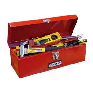 CAJA METALICA PARA HERRAMIENTAS, CON BANDEJA, ANCHO 19 PULG, ALTO 7 PULG, PROFUNDIDAD 7 PULG, COLOR ROJO. MARCA STANLEY