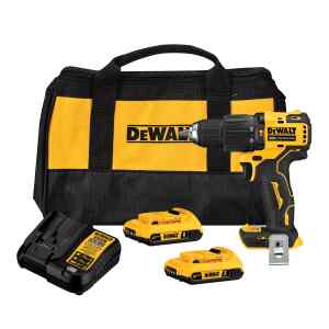 BARRENO PERCUTOR ATOMIC, 20 VOLTIOS, 1/2 PULG, 2 BATERIAS,1 CARGADOR, INALAMBRICO. MARCA DEWALT
