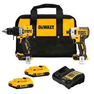 COMBO BARRENO/TALADRO PERCUTOR Y ATORNILLADOR DE IMPACTO, INALAMBRICO 20 VOLT, BRUSHLESS CON BOLSO. MARCA DEWALT