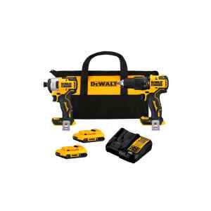 COMBO ATOMIC BARRENO/TALADRO PERCUTOR Y ATORNILLADOR DE IMPACTO, 20 VOLTIOS, SIN CARBONES. MARCA DEWALT