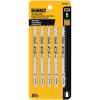 SET DE 5 CUCHILLAS DE CALADORA, 6 DIENTES X PULG, 4 PULG DE LARGO, CORTES RAPIDOS EN MADERA. MARCA DEWALT