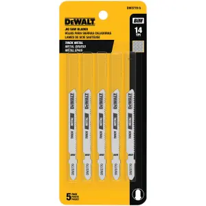 SET DE 5 CUCHILLAS PARA CALADORA, DE COBALTO, PARA METAL, 14 DIENTES X PULG. MARCA DEWALT