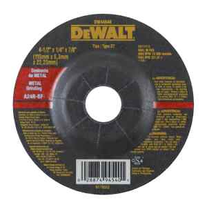 DISCO ABRASIVO, CONCAVO, 4-1/2 X 1/4 X 7/8 PULG, PULIR O DESBASTAR METAL. MARCA DEWALT