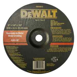DISCO ABRASIVO CONCAVO, 9 X 1/4 X 7/8 PULG, PARA DESBASTAR METAL. MARCA DEWALT