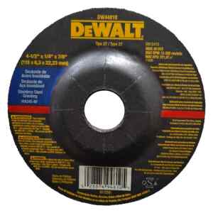 DISCO ABRASIVO, CONCAVO, 4-1/2 X 1/4 X 7/8 PULG, PULIR O DESBASTAR ACERO INOXIDABLE. MARCA DEWALT