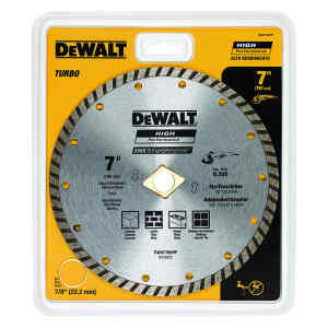 DISCO DIAMANTADO, 7 PULG, CORTES EN SECO, BORDE TURBO, CON ARANDELA DE AJUSTE DE 7/8  Y 5/8 PULG. MARCA DEWALT