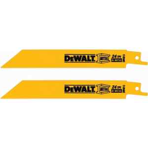 SET DE 2 CUCHILLAS PARA SIERRA SABLE, P/CORTE DE METAL Y TUBERIAS, 24 DIENTES X PULG, 6 PULG LARGO. MARCA DEWALT