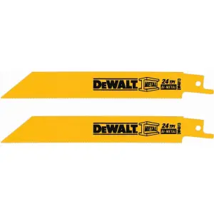SET DE 2 CUCHILLAS PARA SIERRA SABLE, P/CORTE DE METAL Y TUBERIAS, 24 DIENTES X PULG, 6 PULG LARGO. MARCA DEWALT