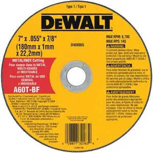 DISCO ABRASIVO, PLANO, 7 X 0.55 X 7/8 PULG, CORTAR ACERO INOXIDABLE. MARCA DEWALT