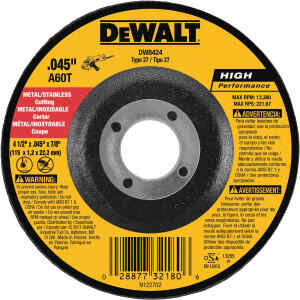 DISCO ABRASIVO, CONCAVO, 4-1/2 X 0.045 X 7/8 PULG, METAL Y ACERO INOXIDABLE, ALEMAN,. MARCA DEWALT