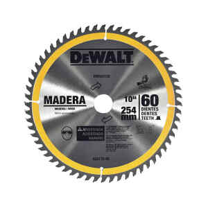 DISCO DE SIERRA, 10 PULG, EJE 30 MM ADAPTADOR DE 1, 5/8 Y 3/4 PULG, 60 DIENTES DE CARBURO, PARA MADERA. MARCA DEWALT
