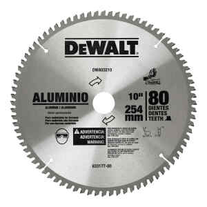 DISCO DE SIERRA, 10 PULG, EJE 30 MM ADAPTADOR DE 1, 5/8, 3/4 PULG, 80 DIENTES DE CARBURO, P/ALUMINIO. MARCA DEWALT