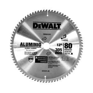 DISCO DE SIERRA, 12 PULG, PARA ALUMINIO 80 DIENTES, CON ADAPTADORES DE 1 Y 3/4 PULG. MARCA DEWALT