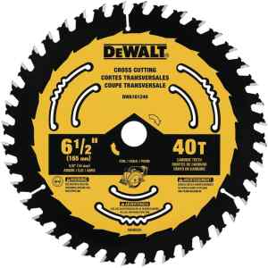 DISCO DE SIERRA, 6-1/2 PULG, EJE 5/8 PULG, 40 DIENTES DE CARBURO, PARA CORTES TRANVERSALES EN MADERA. MARCA DEWALT