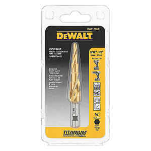 BROCA ESCALONADA, 3/16 PULG HASTA 1/2 PULG, HEX 1/4 PULG, DE TITANIO. MARCA DEWALT