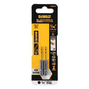 BROCAS HSS PARA METAL Y MADERA DE 1/16 PULGADAS, VASTAGO HEXAGONAL DE 1/4 PULGADAS. MARCA DEWALT