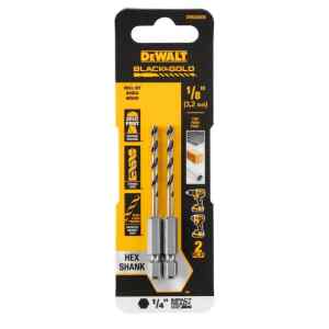 BROCA HSS PARA METAL Y MADERA, DE 1/8 PULGADAS, VASTAGO HEXAGONAL DE 1/4 PULGADAS. MARCA DEWALT