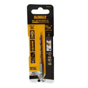 BROCA HSS PARA METAL Y MADERA DE 5/32 PULGADAS, VASTAGO HEXAGONAL DE 1/4 PULGADAS. MARCA DEWALT