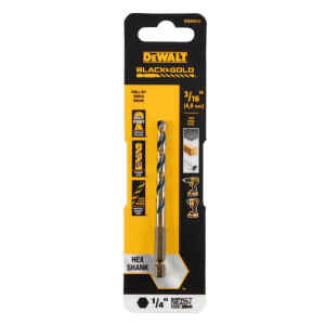 BROCA HSS PARA METAL Y MADERA DE 3/16 PULGADAS, VASTAGO HEXAGONAL DE 1/4 PULGADA. MARCA DEWALT