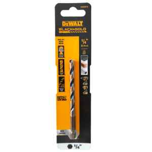BROCA HSS PARA METAL Y MADERA, DE 1/4 PULGADAS, VASTAGO HEXAGONAL DE 1/4 PULGADAS. MARCA DEWALT