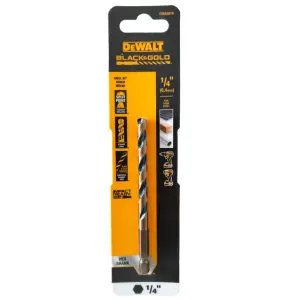BROCA HSS PARA METAL Y MADERA, DE 1/4 PULGADAS, VASTAGO HEXAGONAL DE 1/4 PULGADAS. MARCA DEWALT