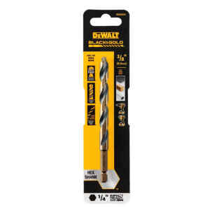 BROCA HSS PARA METAL Y MADERA DE 3/8 PULGADAS, VASTAGO HEXAGONAL DE 1/4 PULGADAS. MARCA DEWALT