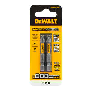 SET 2 PUNTAS PHILLIPS MAXFIT ULTRA No. 2 X 2 PULGADAS DE LARGO, DISEÑO ANTI-SNAP QUE REDUCE LA ROTURA. DEWALT