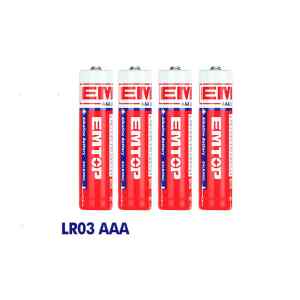 PAQUETE DE 4 BATERIAS ALCALINAS TRIPLE AAA DE 1.5V, 1300 MAH. MARCA EMTOP