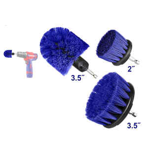 KIT DE 3 CEPILLOS CERDAS MEDIANAS PARA LIMPIEZA CON VASTAGO 1/4 PARA COLOCARLO EN BARRENO O ATORNILLADOR. EMTOP