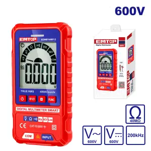MULTIMETRO DIGITAL CON BARRA ANALOGICA, INDICADOR DE BATERIA BAJA Y APAGADO AUTOMATICO. EMTOP