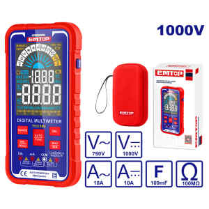 MULTIMETRO DIGITAL, DETECTA VOLTAJE SIN CONTACTO, PROBADOR DE DIODO, INDICADOR DE BATERIA, APAGADO AUTOMATICO. EMTOP