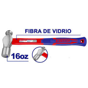 MARTILLO DE BOLA, DE 16 ONZAS, 1 LIBRA, MANGO DE FIBRA DE VIDRIO. MARCA EMTOP