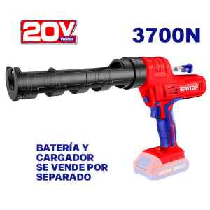 PISTOLA DE CALAFATEO INALAMBRICA 20V, CARTUCHO 10 PULG. APLICACION DE SILICON, SIKAFLEX, SIN BATERIA NI CARGADOR. EMTOP
