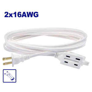 EXTENSION ELECTRICA BLANCA 8 METROS DE LARGO, CALIBRE 2X16 AWG. EMTOP