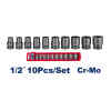 SET DE 10 COPAS DE IMPACTO, RAIZ DE 1/2 PULG, MILIMETRICO, 10,12,13,14,15,17,19,21,22,24. MARCA EMTOP