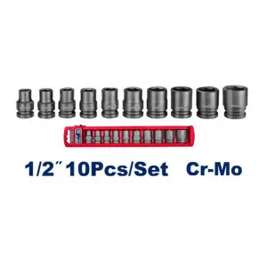 SET DE 10 COPAS DE IMPACTO, RAIZ DE 1/2 PULG, MILIMETRICO, 10,12,13,14,15,17,19,21,22,24. MARCA EMTOP