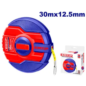 CINTA METRICA FIBRA DE VIDRIO DE 30 MTS, 98 PIES. MARCA EMTOP